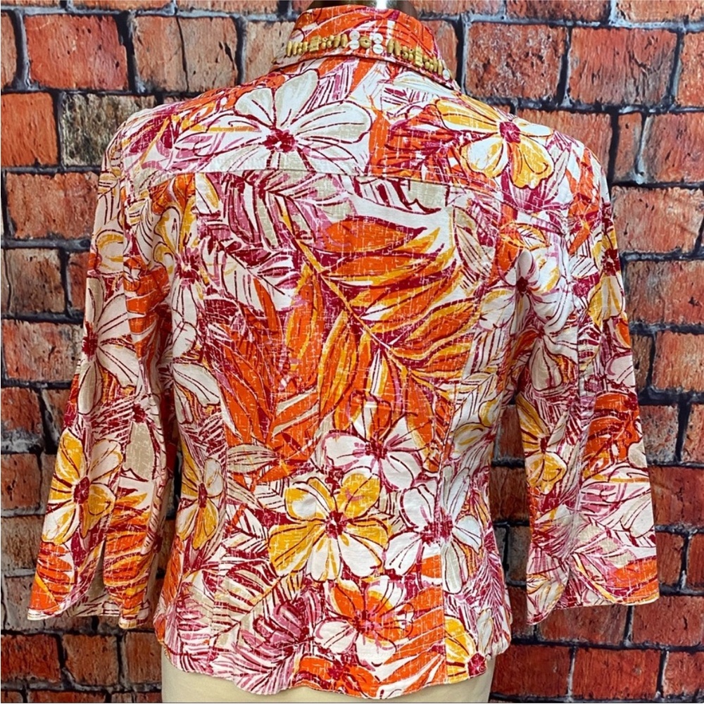 Ruby Rd Tropical Print Beaded Jacket - image 7
